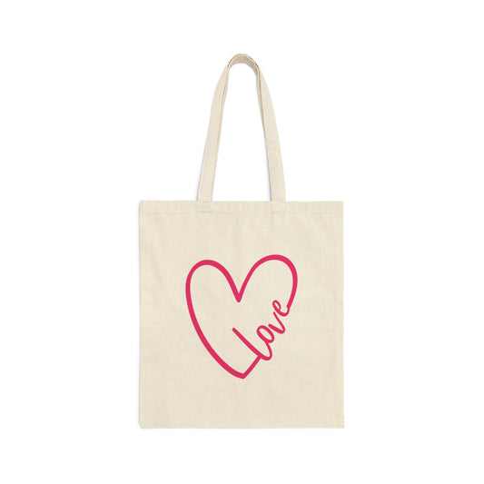Love Pink Heart Romantic Lovers Canvas Shopping Cotton Tote Bag