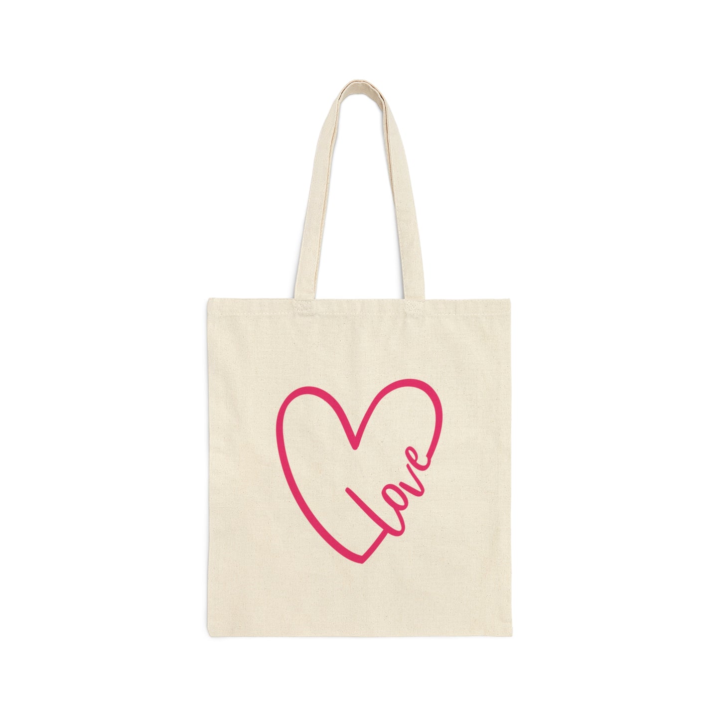 Love Pink Heart Romantic Lovers Canvas Shopping Cotton Tote Bag