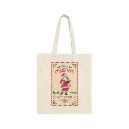 Retro Vintage Pink Santa Claus Traditional Post Card Canvas Shopping Cotton Tote Bag
