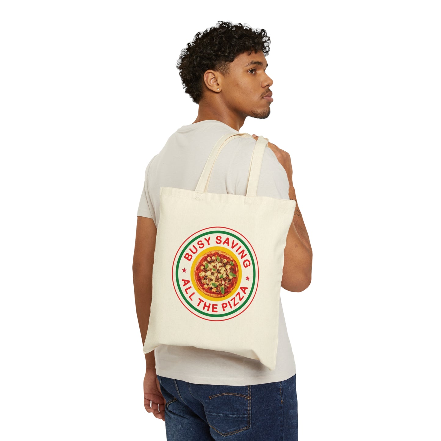 Busy Saving All The Pizza Food Lover Canvas Shopping Cotton Tote Bag