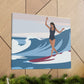 Serenity by the Sea Woman Surfing Art Canvas Aesthetic Canvas Gallery Wraps