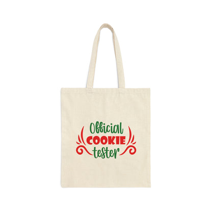 Official Cookies Tester Christmas Quote Wishes Canvas Shopping Cotton Tote Bag