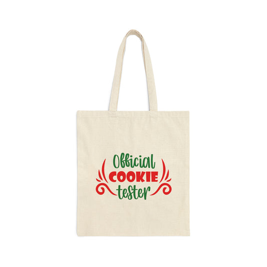 Official Cookies Tester Christmas Quote Wishes Canvas Shopping Cotton Tote Bag
