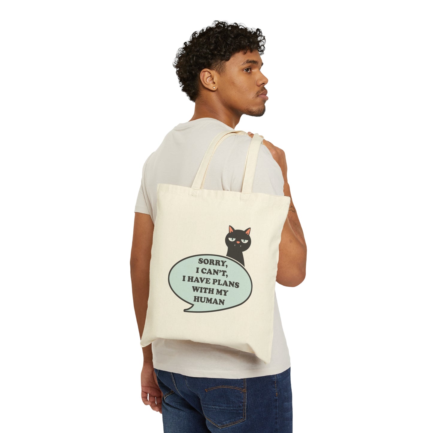 Black Cat Lovers Cute Funny  Canvas Shopping Cotton Tote Bag