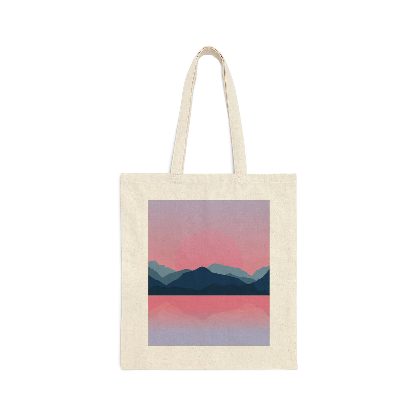 Landscape Mountains Nature Watercolor Sunset Water Canvas Shopping Cotton Tote Bag