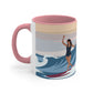 Serenity by the Sea Woman Surfing Art Accent Coffee Mug 11oz