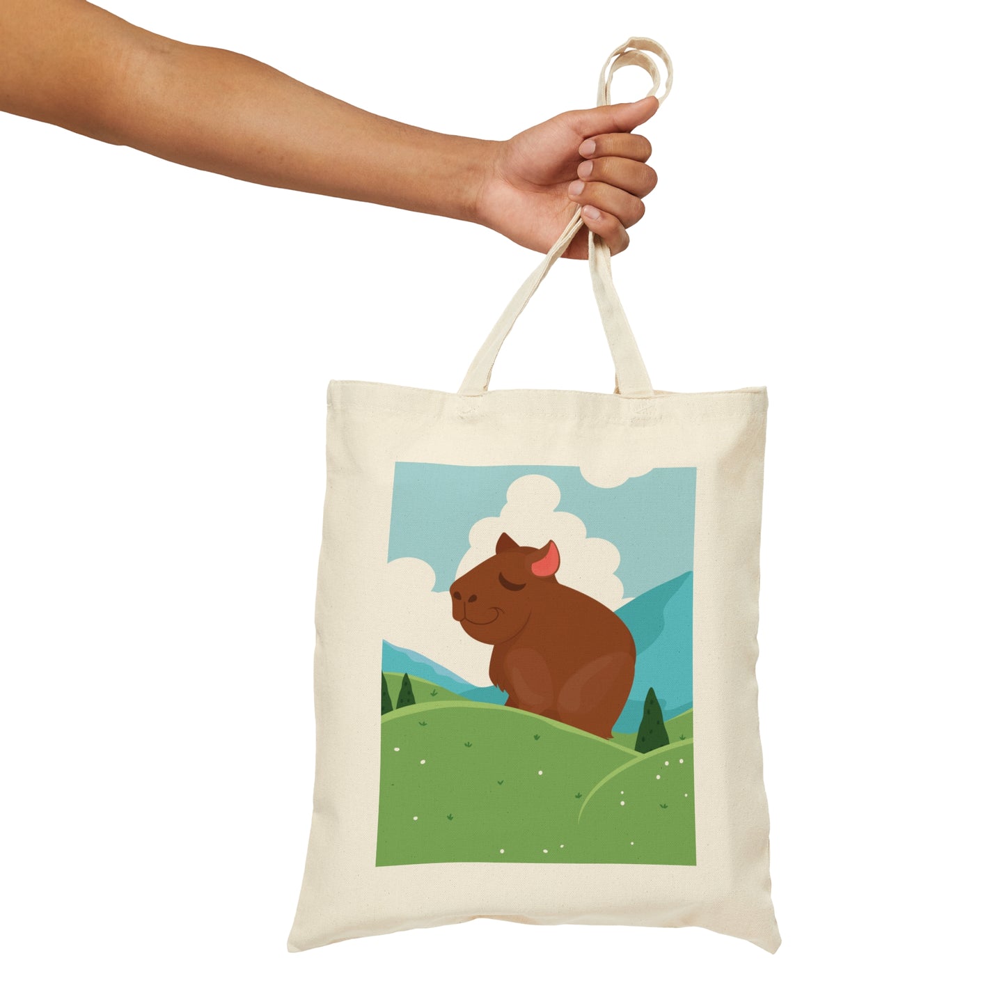 Mountain Wild Capybara Cute Funny Anime Art Cartoon Canvas Shopping Cotton Tote Bag