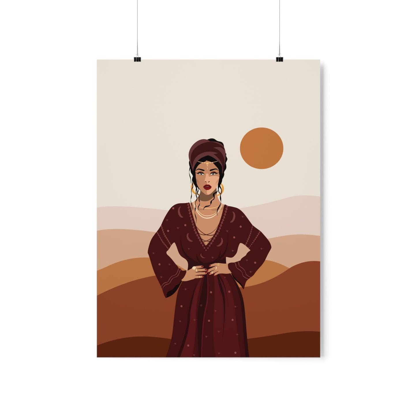 Sand Woman Desert Boho Style Art Classic Premium Matte Vertical Posters