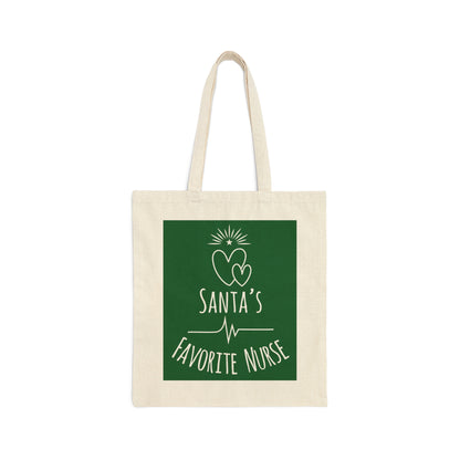 Santa`s Favorite Nurse Christmas is Coming Canvas Shopping Cotton Tote Bag