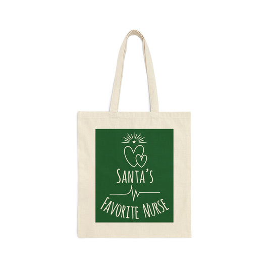 Santa`s Favorite Nurse Christmas is Coming Canvas Shopping Cotton Tote Bag