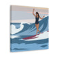 Serenity by the Sea Woman Surfing Art Canvas Aesthetic Canvas Gallery Wraps