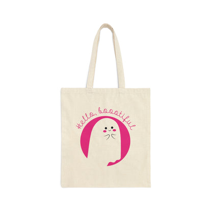 Boo Halloween White Cute Ghost Canvas Shopping Cotton Tote Bag