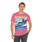 Serenity by the Sea Woman Surfing Art Unisex Jersey Short Sleeve T-Shirt