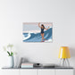 Serenity by the Sea Woman Surfing Art Canvas Aesthetic Canvas Gallery Wraps