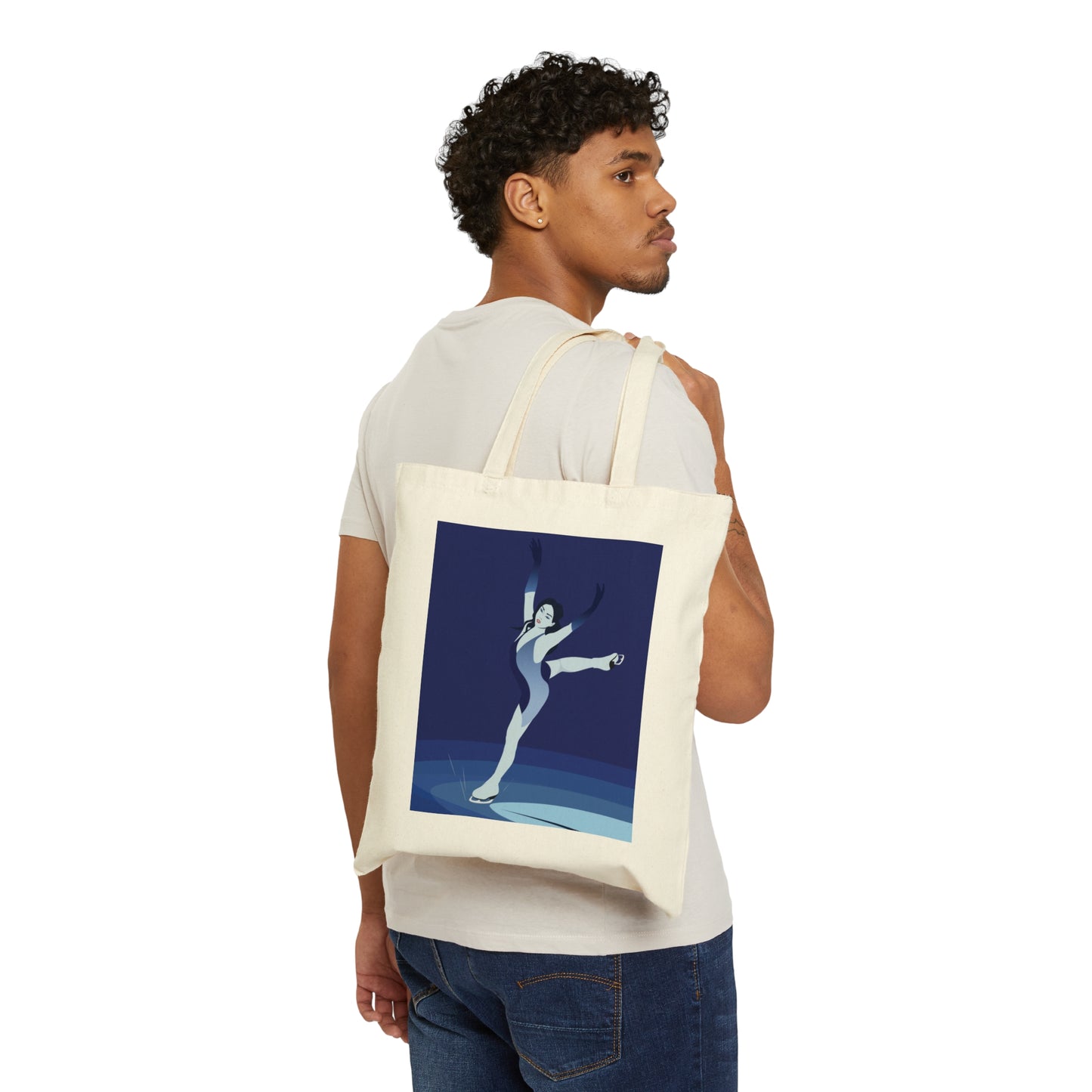 Woman Figure Skating Performance Minimal Sport Lovers Aesthetic Art Canvas Shopping Cotton Tote Bag