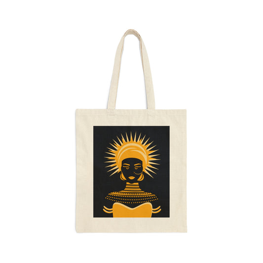African Traditional Women Gold Portrait Canvas Shopping Cotton Tote Bag