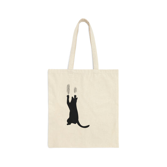 Funny Black Cat Silhouette Scratch Sharp Claws Canvas Shopping Cotton Tote Bag