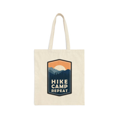 Hike Camp Repeat Hiking Lovers Slogan Typography Canvas Shopping Cotton Tote Bag