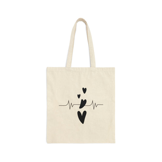 Heartbeat in Love Romantic Heart Canvas Shopping Cotton Tote Bag