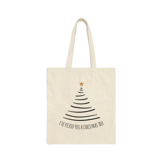 I've Picked You A Christmas Tree Happy Holidays Minimal Art Canvas Shopping Cotton Tote Bag