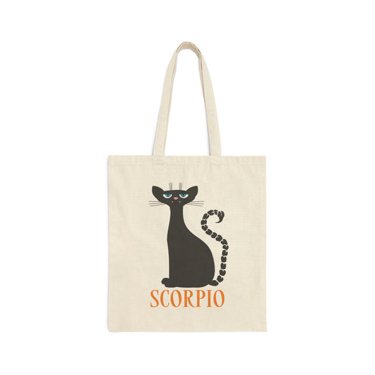 Scorpio Cat Zodiac Sign Canvas Shopping Cotton Tote Bag