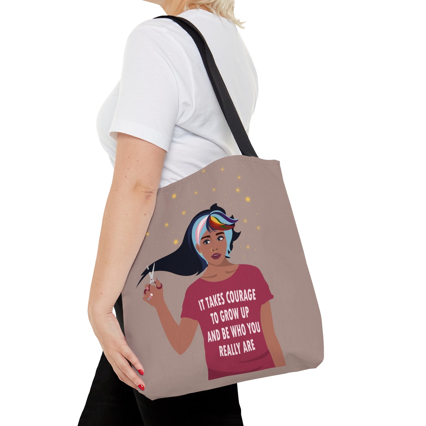 Be Who You Are LGBT Motivational Quotes AOP Tote Bag