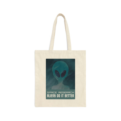 Space Research UFO Funny Quotes Canvas Shopping Cotton Tote Bag