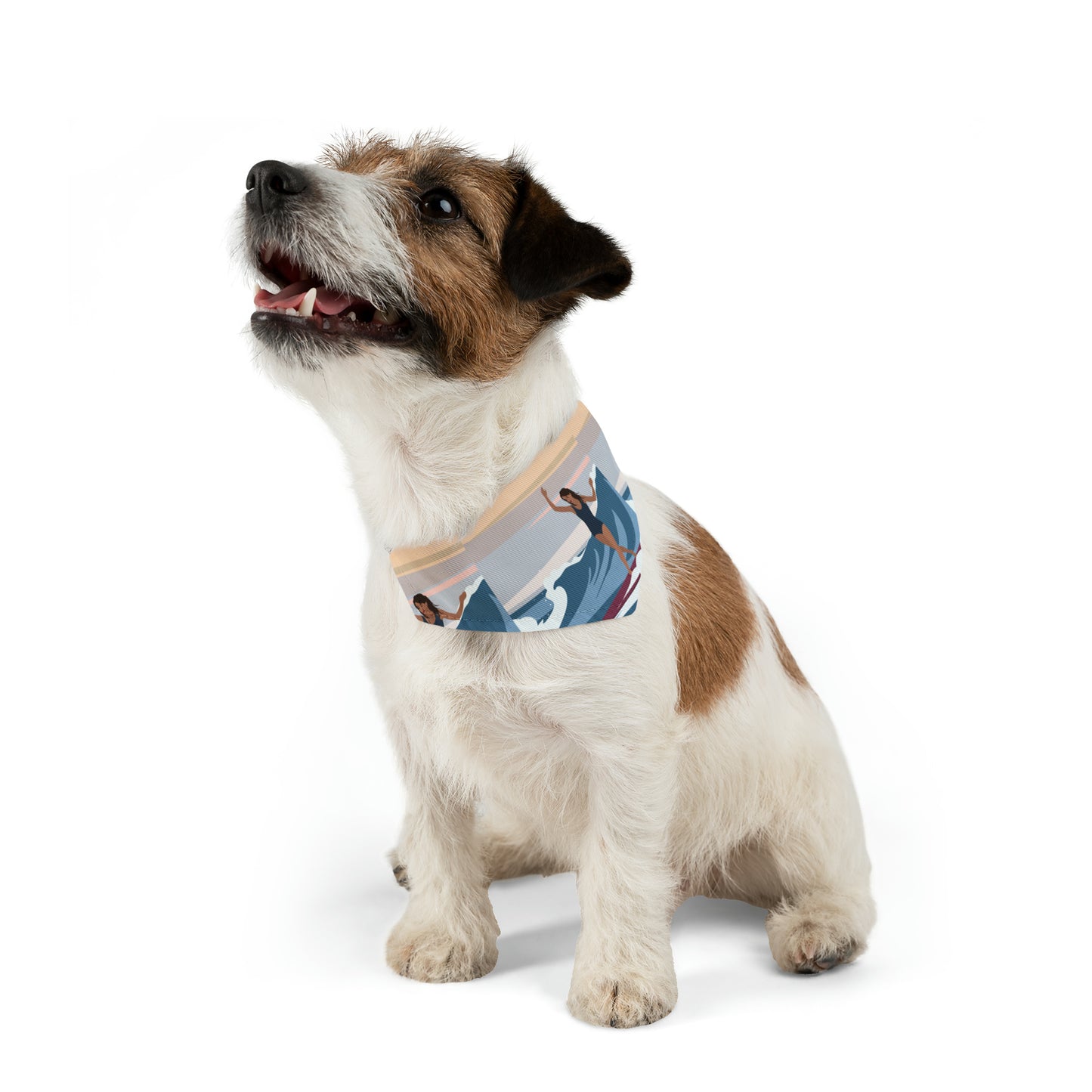 Serenity by the Sea Woman Surfing Art Pet Bandana Collar