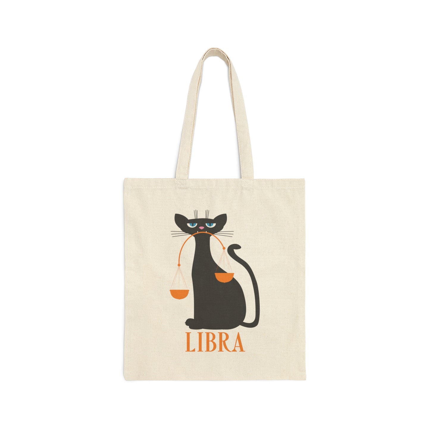 Libra Cat Zodiac Sign Cute Funny Canvas Shopping Cotton Tote Bag