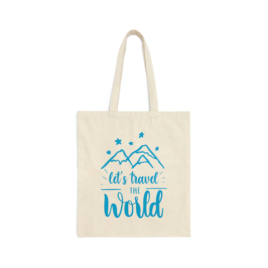 Let`s Travel the World Vacation Landscape Explore Canvas Shopping Cotton Tote Bag