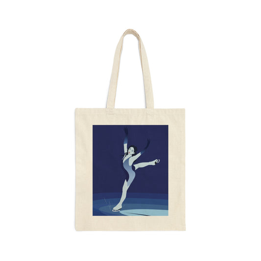 Woman Figure Skating Performance Minimal Sport Lovers Aesthetic Art Canvas Shopping Cotton Tote Bag