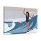 Serenity by the Sea Woman Surfing Art Canvas Aesthetic Canvas Gallery Wraps