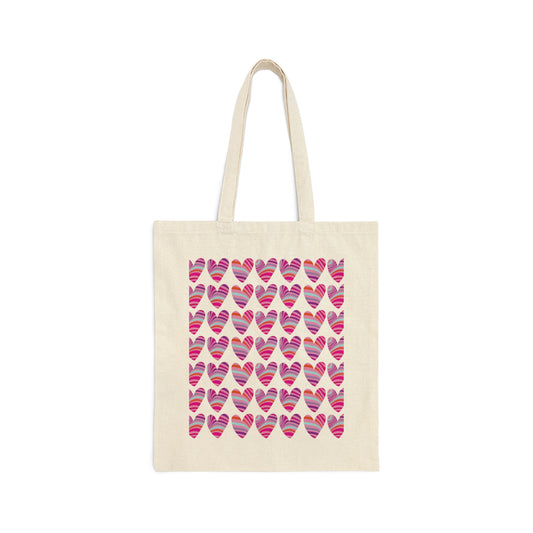 Love Pattern Modern Romantic Heart Canvas Shopping Cotton Tote Bag