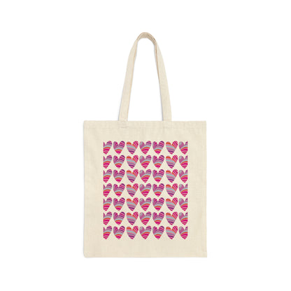 Love Pattern Modern Romantic Heart Canvas Shopping Cotton Tote Bag