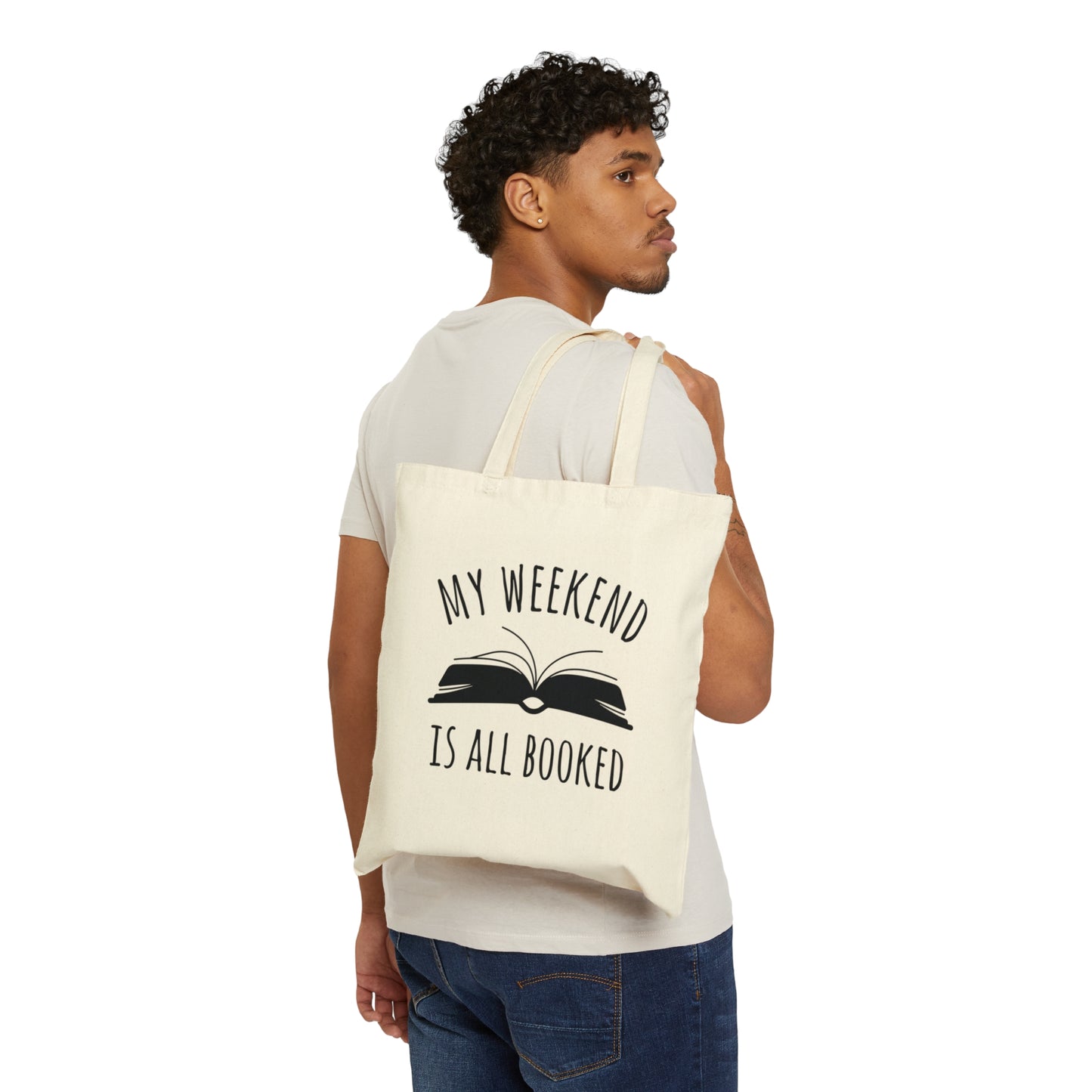 My Weekend Is All Booked Book Lovers Educational Quotes Canvas Shopping Cotton Tote Bag