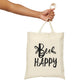 Bee Happy Positive Motivational Slogans Canvas Shopping Cotton Tote Bag