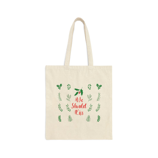 We Should Kiss Leaves Quotes Canvas Shopping Cotton Tote Bag