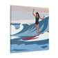 Serenity by the Sea Woman Surfing Art Canvas Aesthetic Canvas Gallery Wraps