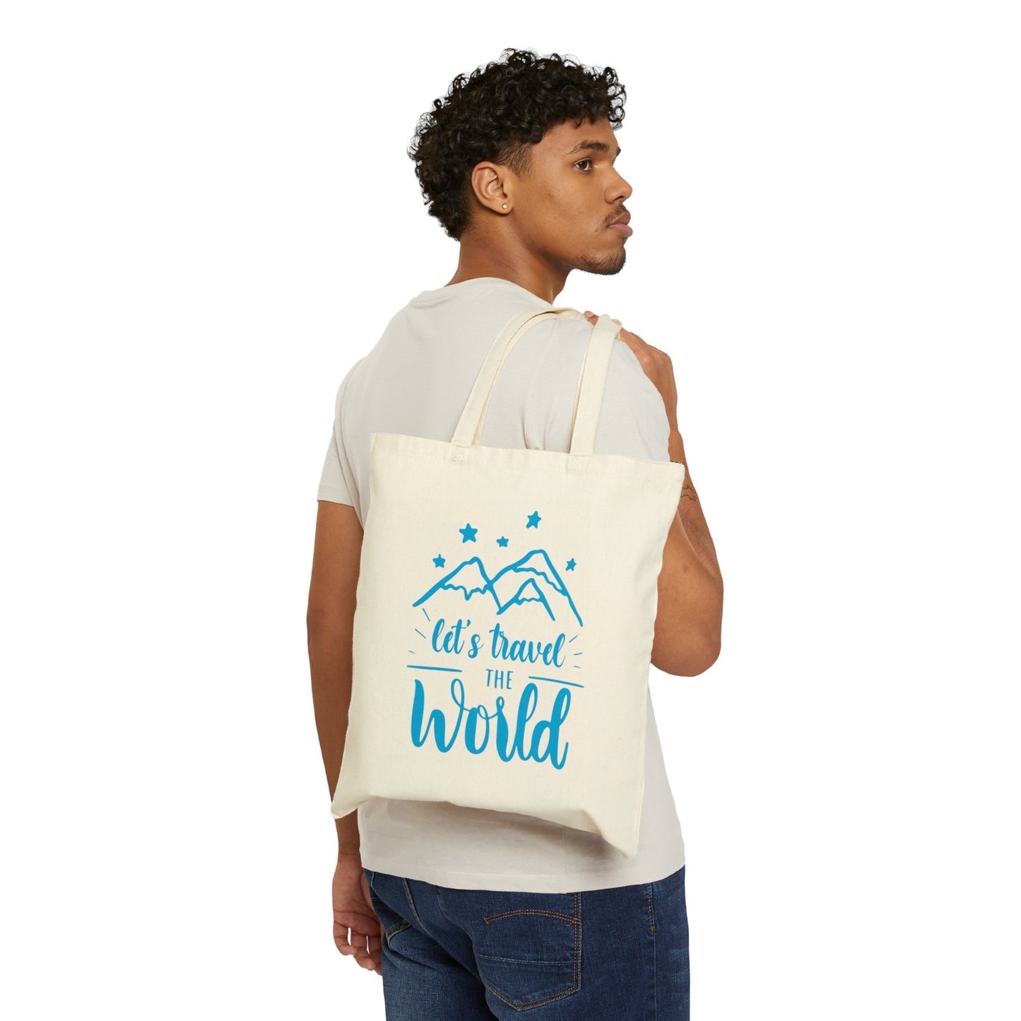 Let`s Travel the World Vacation Landscape Explore Canvas Shopping Cotton Tote Bag