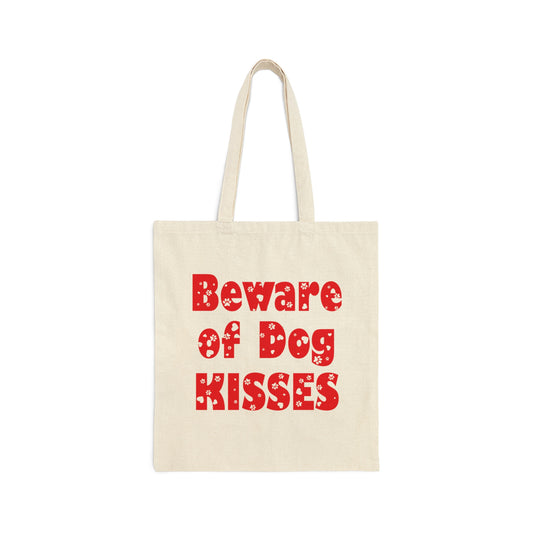 Beware Of Dog Kisses Puppy Love Quotes Canvas Shopping Cotton Tote Bag