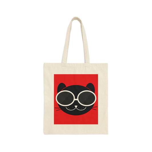 Anime Cute Black Cat Minimal Art Canvas Shopping Cotton Tote Bag
