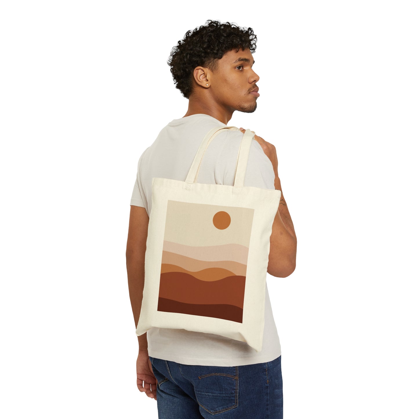 Landscape Desert Orange Sand Abstract Nature Modern Art Aesthetics Canvas Shopping Cotton Tote Bag