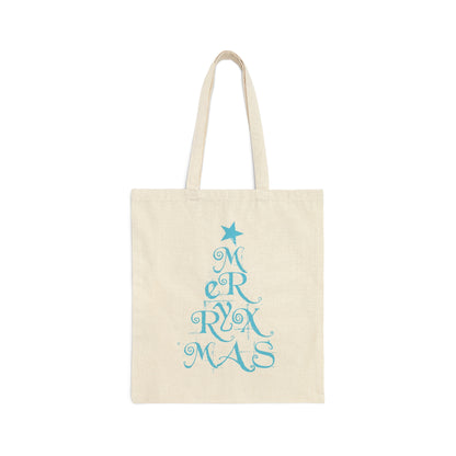 Love Christmas Happy Holidays Minimal Art Сalligraphy Canvas Shopping Cotton Tote Bag