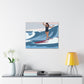 Serenity by the Sea Woman Surfing Art Canvas Aesthetic Canvas Gallery Wraps