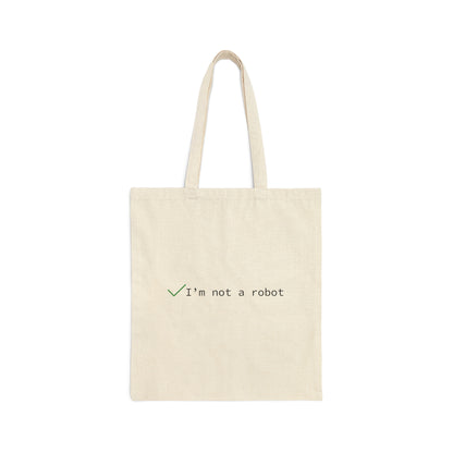 Not A Robot IT Developer Programming Nerdy Humor Coder Slogans Canvas Shopping Cotton Tote Bag