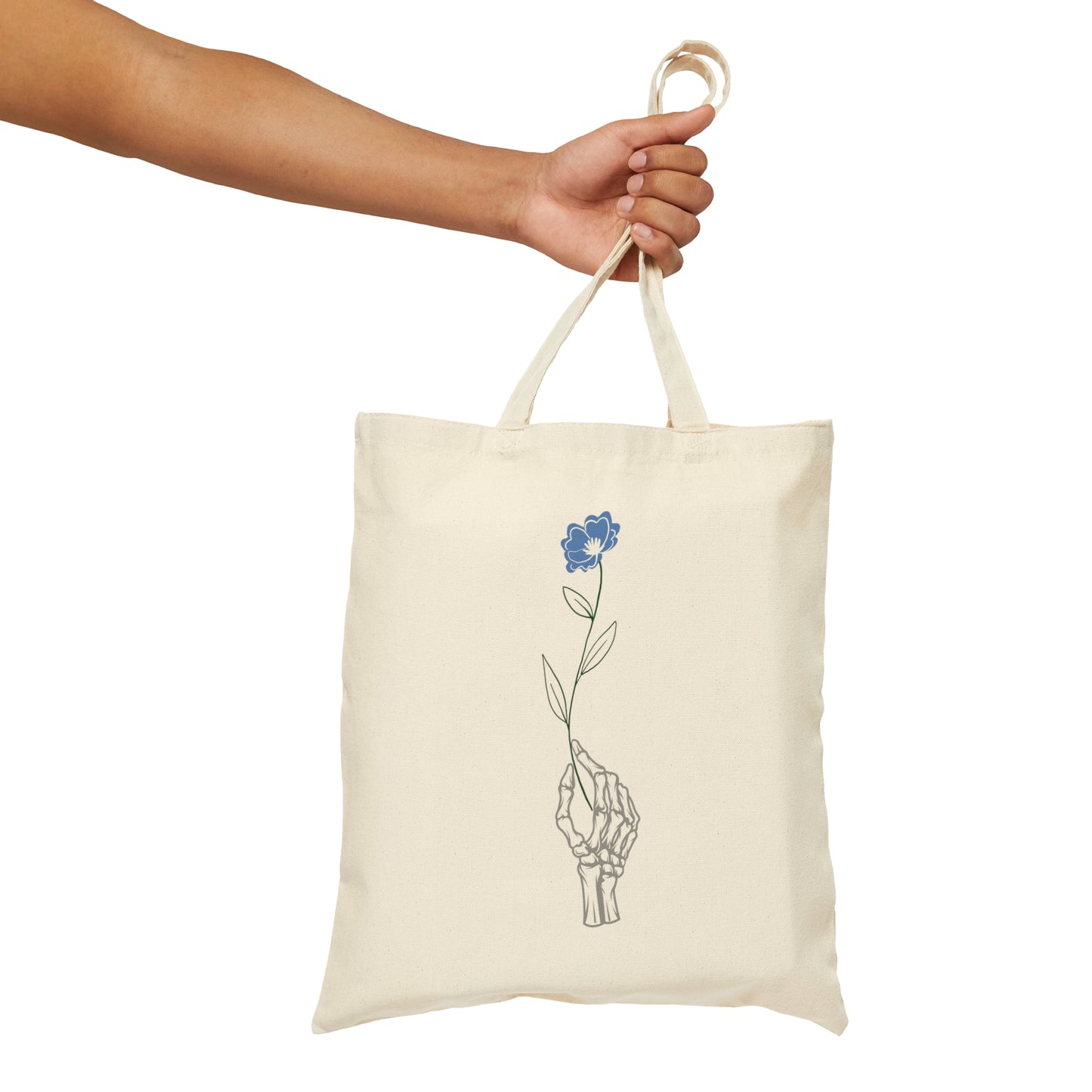 Halloween Romantic Flower Skeleton Canvas Shopping Cotton Tote Bag