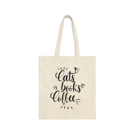 Cats Books and Coffee Funny Cat Memes Canvas Shopping Cotton Tote Bag