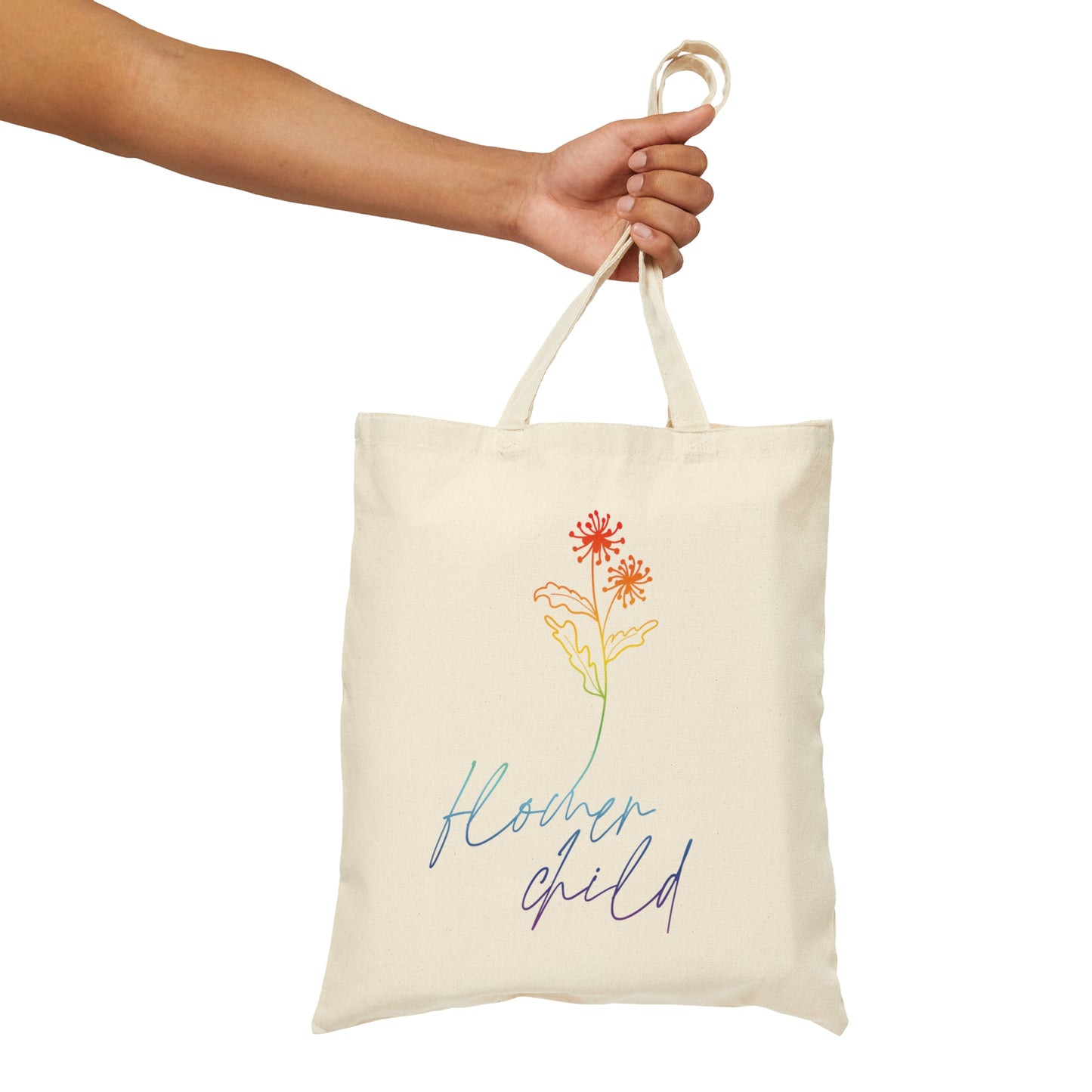 Flower Child Minimalist Art Rainbow Canvas Shopping Cotton Tote Bag