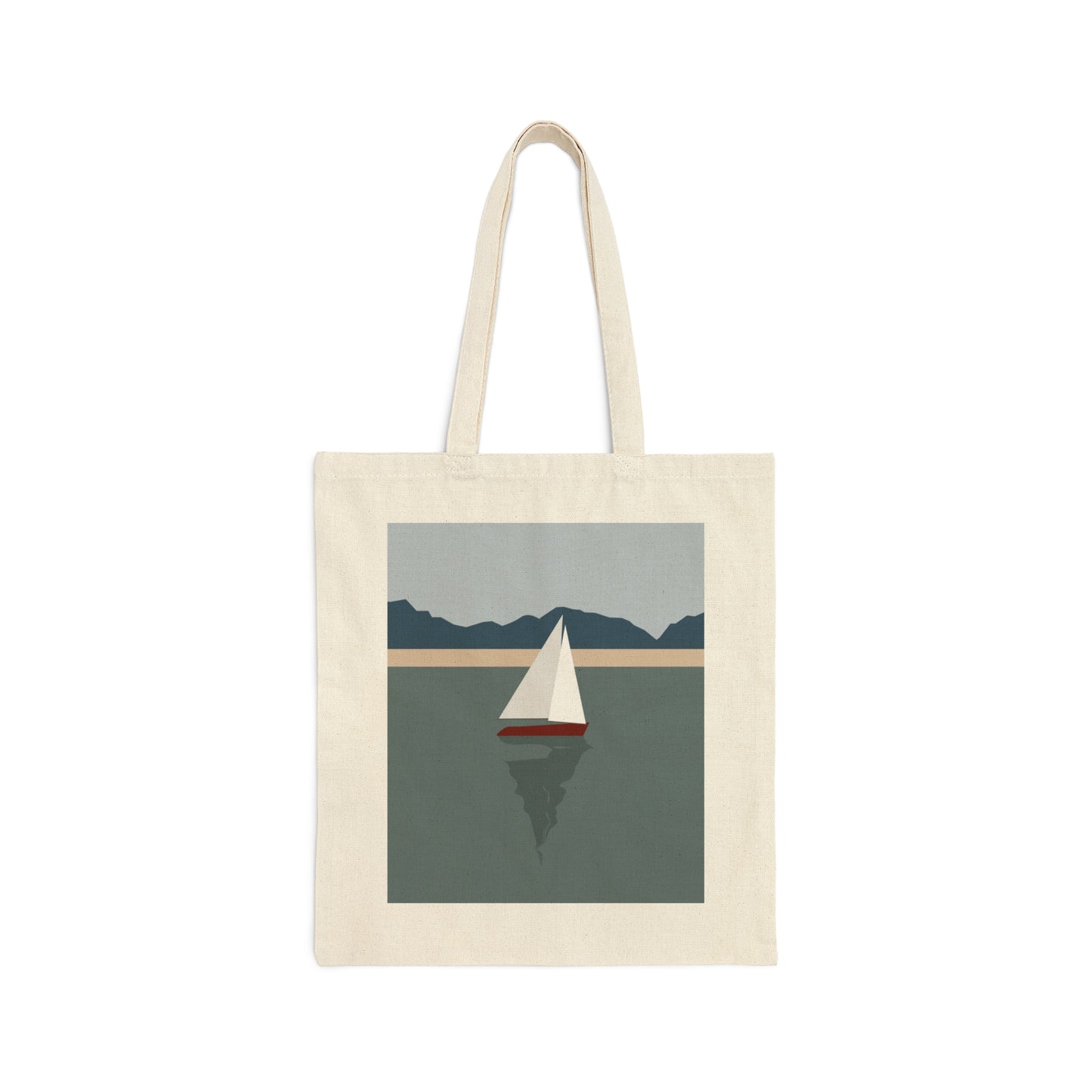 Sailboat Yacht Summertime Sea View Minimal Art Nature Canvas Shopping Cotton Tote Bag