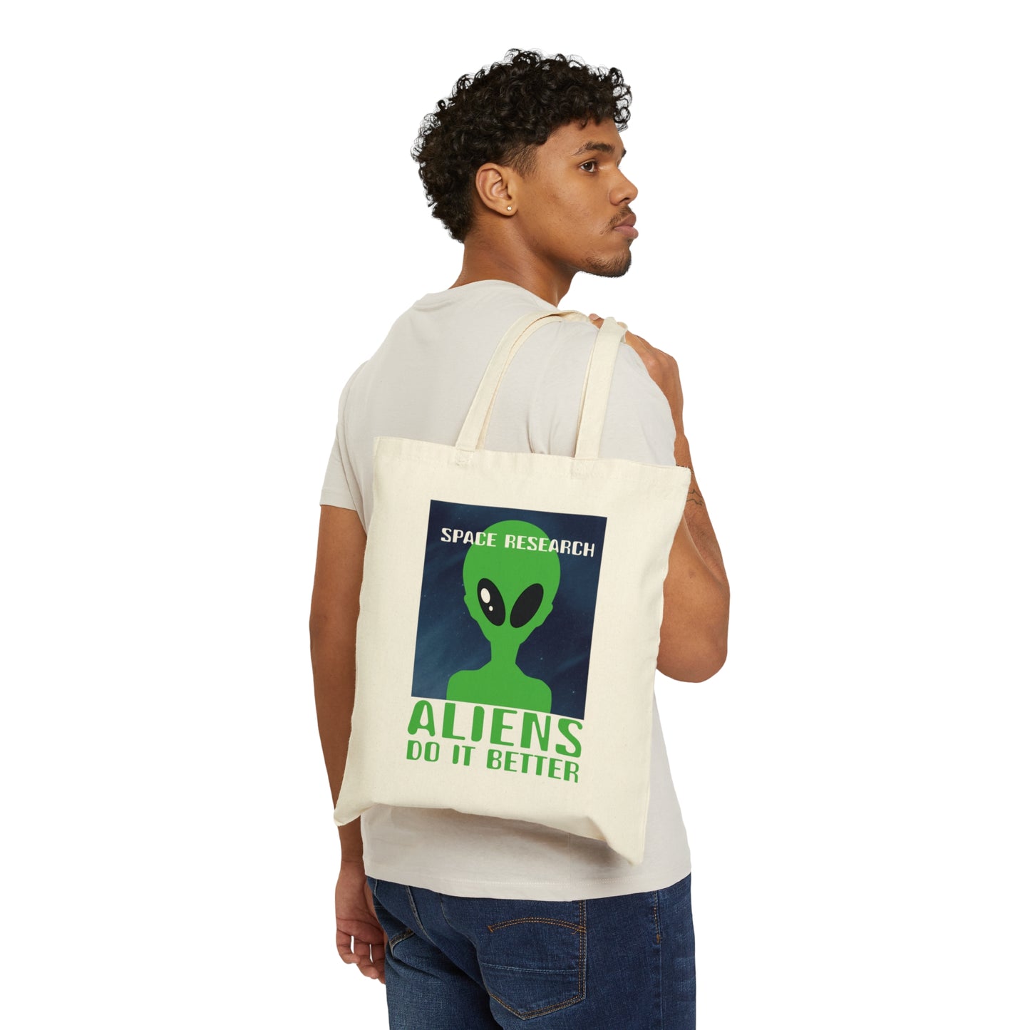 Space Research UFO Funny Quotes Canvas Shopping Cotton Tote Bag